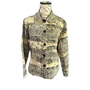 Vintage Animal Print Button-Front Jacket – Bold Statement Outerwear Size M